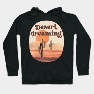 Desert Dreaming Boho Southwestern Watercolor Desert Cactus Landscape Sunset Hoodie